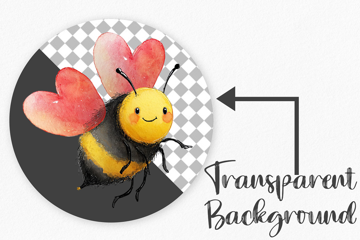 Happy Valentine's Day Bees Clipart, an Illustration by Canvas Craft (Photo 2 of 6)
