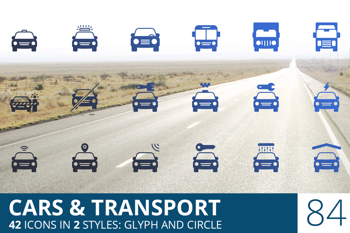 Cars & Transport Glyph Icons, an Icon by brandcut (Photo 1 of 4)