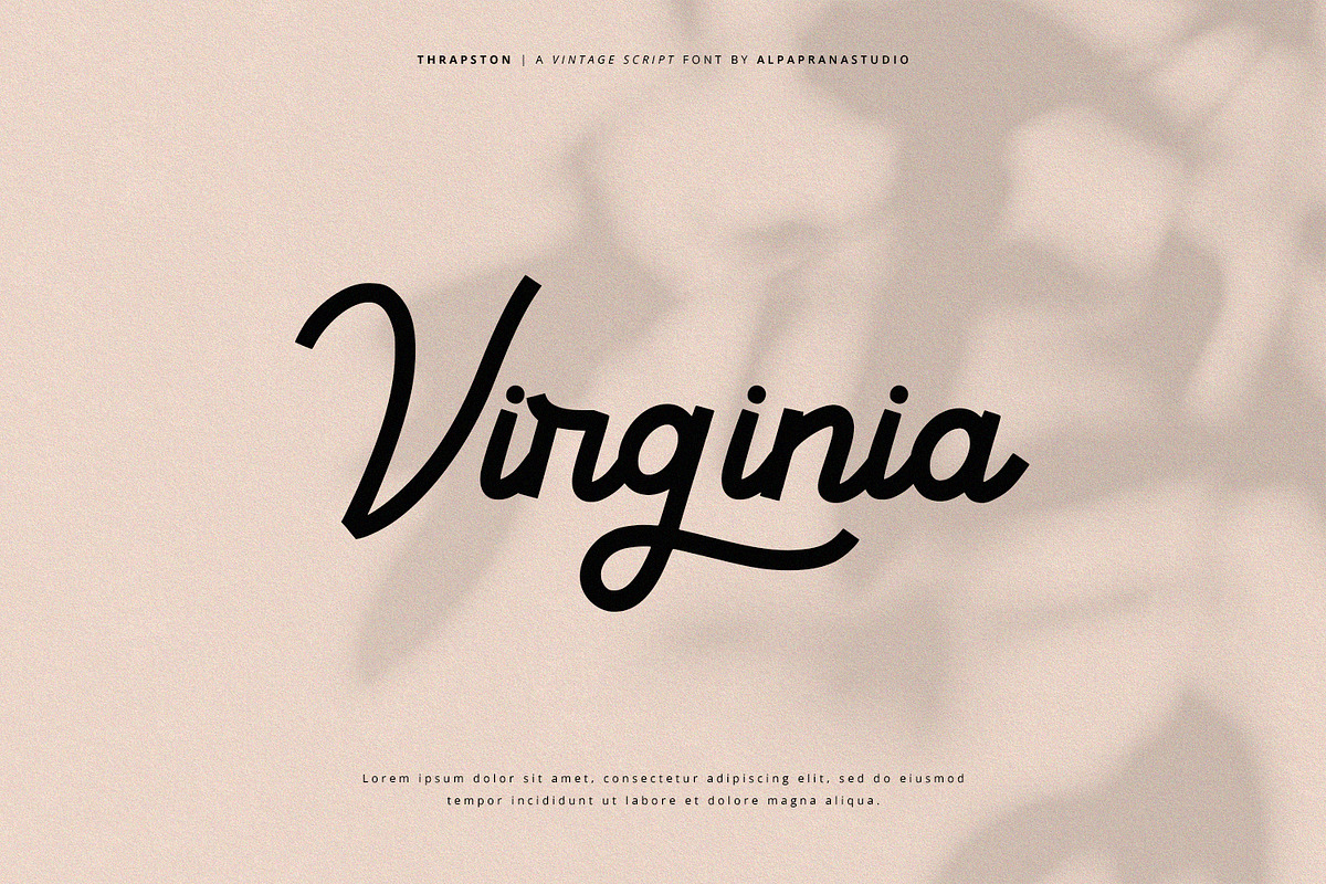 Thrapston - Vintage Script Font, a Script Font by Alpaprana (Photo 3 of 13)