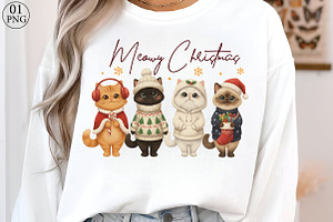 Cute Christmas Cats Wall Art PNG, an Illustration by Libby Wishes