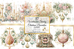 Watercolor Christmas Decor Clipart