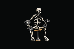 Skeleton Lifting Dumbbells, an Object Illustration by nomlimo.com