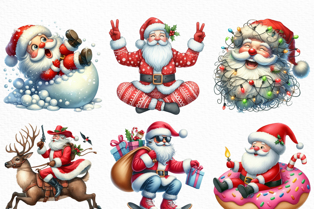 Funny Santa Claus Christmas Clipart, an Illustration by Craft Nest (Photo 3 of 6)