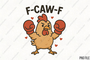Funny Boxing F-CAW-F Chicken PNG, an Illustration by CraftArtStudio