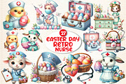 Watercolor Retro Easter Day Nurse, a Seasonal Illustration by DreamArtGraphic (Thumbnail 1 of 5)