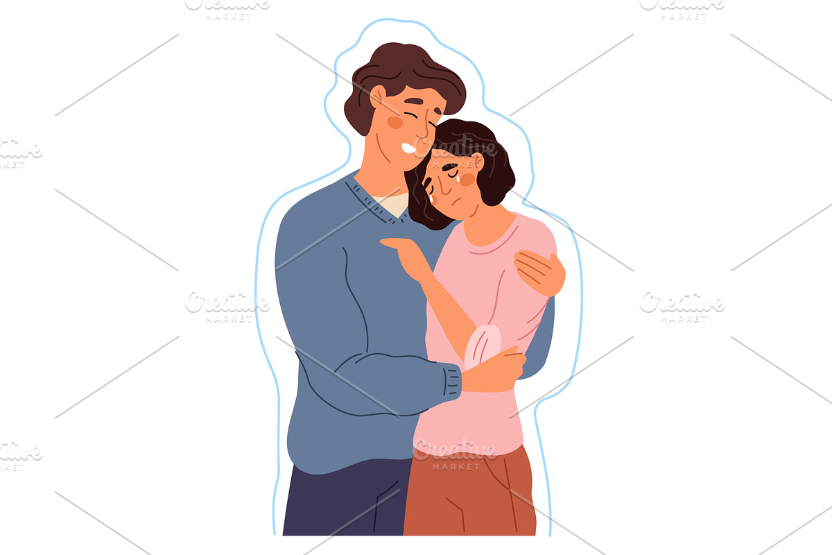 Young man comforts and protects, a Person Illustration by Vectorbuum