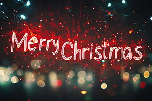 Glowing text Merry Christmas on blurred lights background, a Background Photo by AlyaAnd