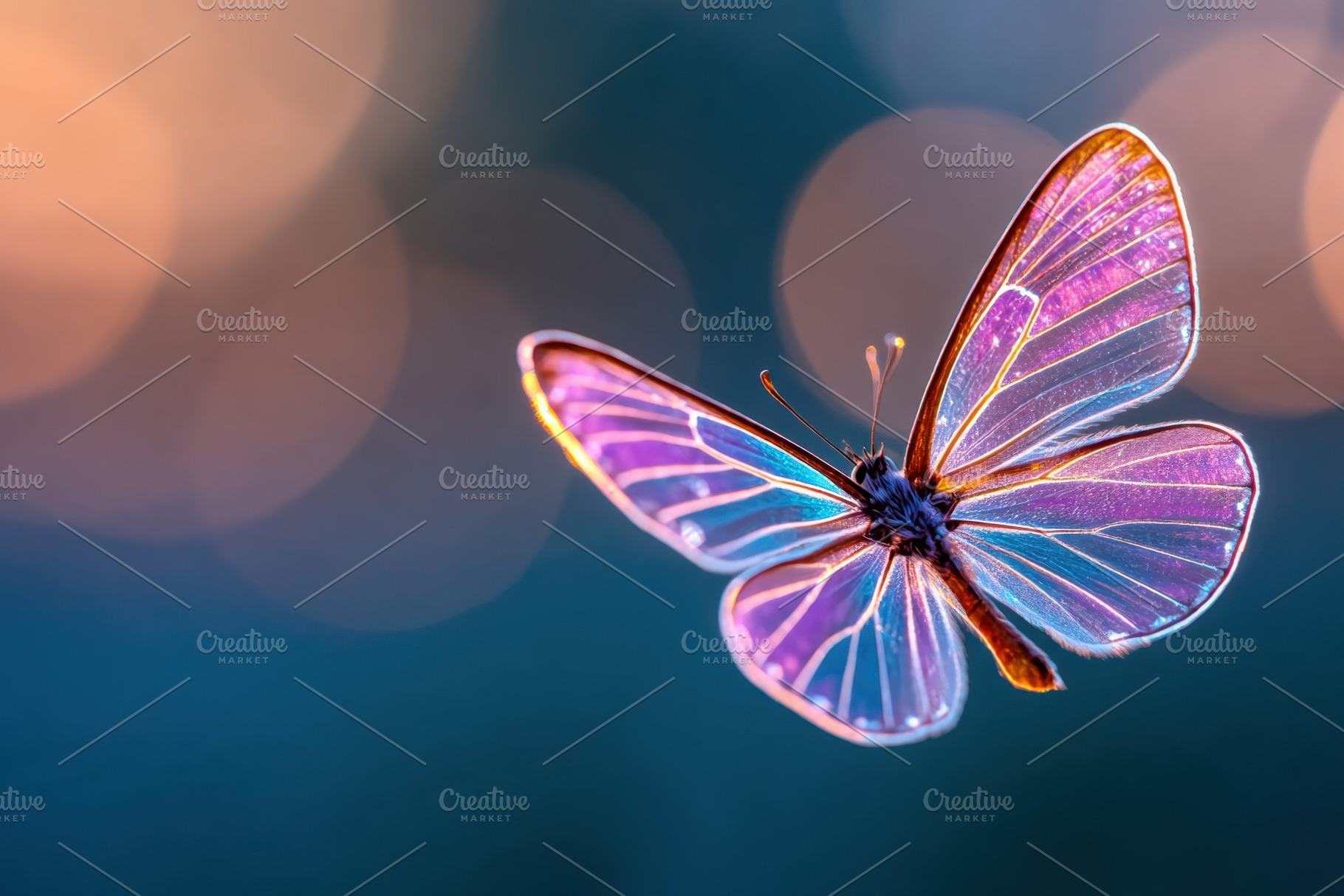 Glowing butterfly in vibrant colors, an Animal Photo by AlyaAnd