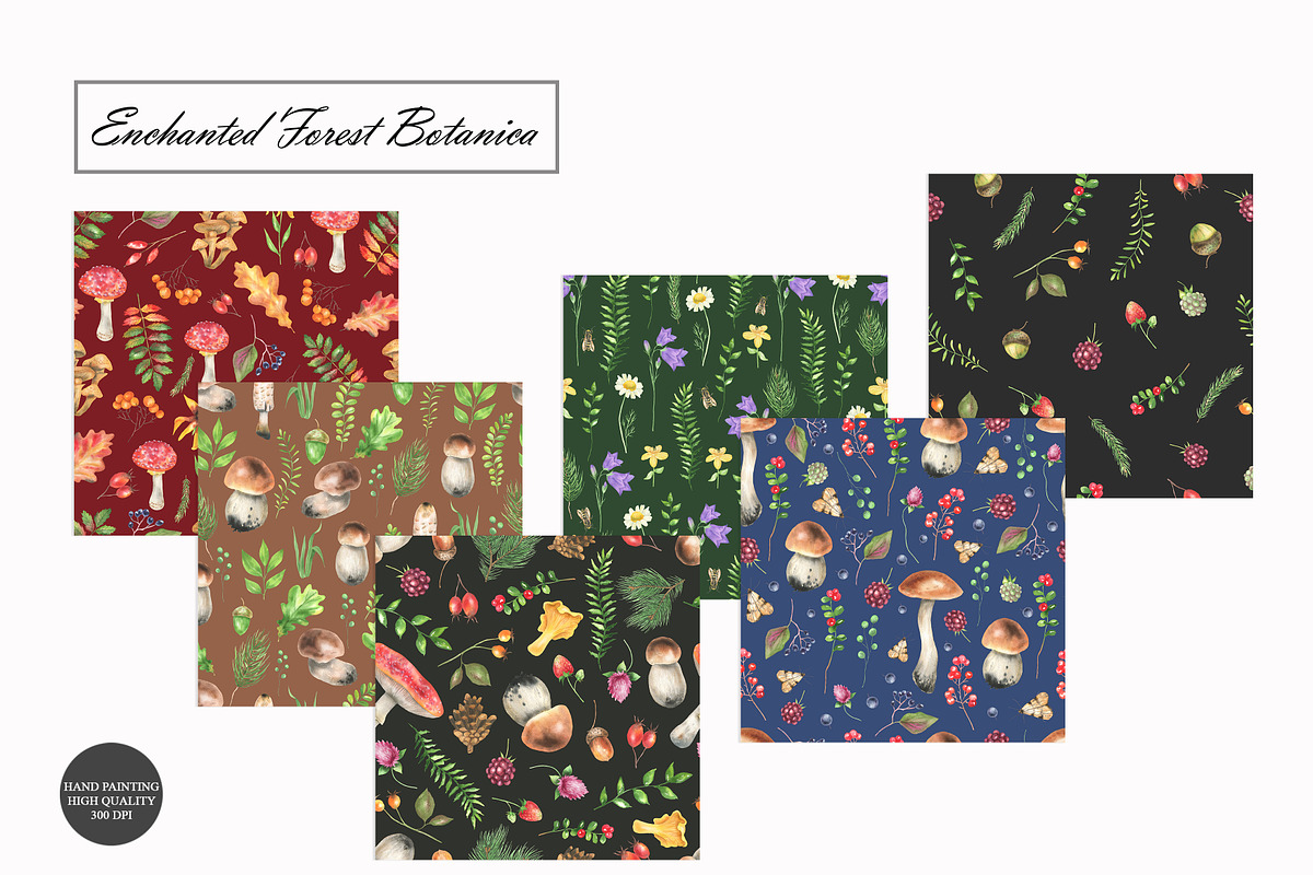 Watercolor Forest Seamless Patterns, a Decorative Illustration by OlDm_Shop (Photo 2 of 10)