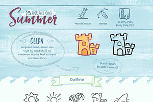 Summer Hand Drawn Icons Family