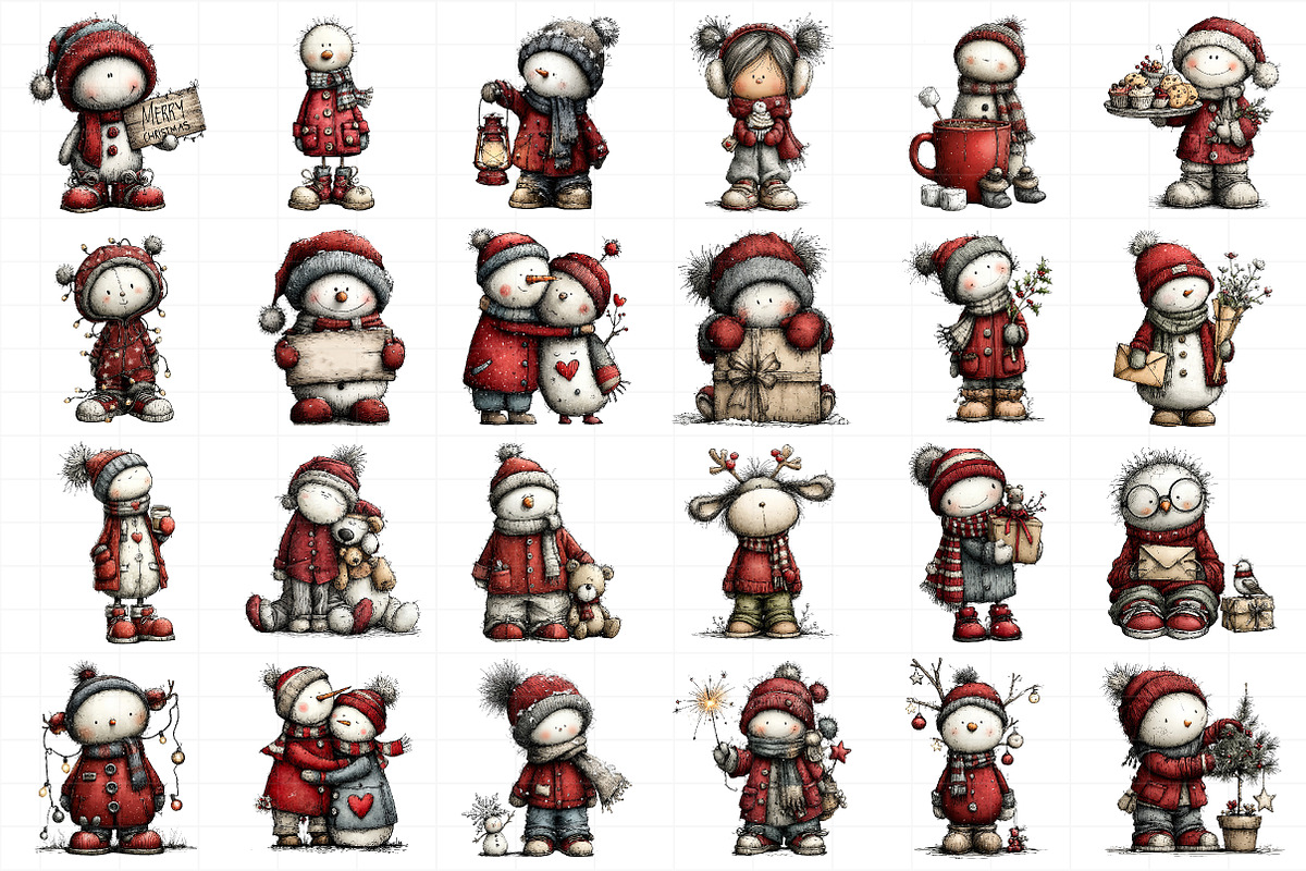 Whimsical Snowman Christmas Clipart, an Illustration by Daily.Designs (Photo 4 of 5)
