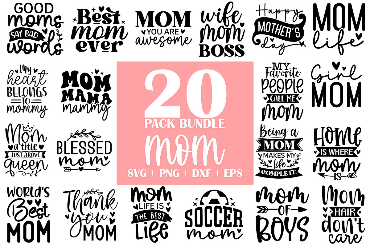 Mom SVG Bundle, Mama SVG Bundle, an Illustration by ZoomkSVG (Photo 1 of 42)