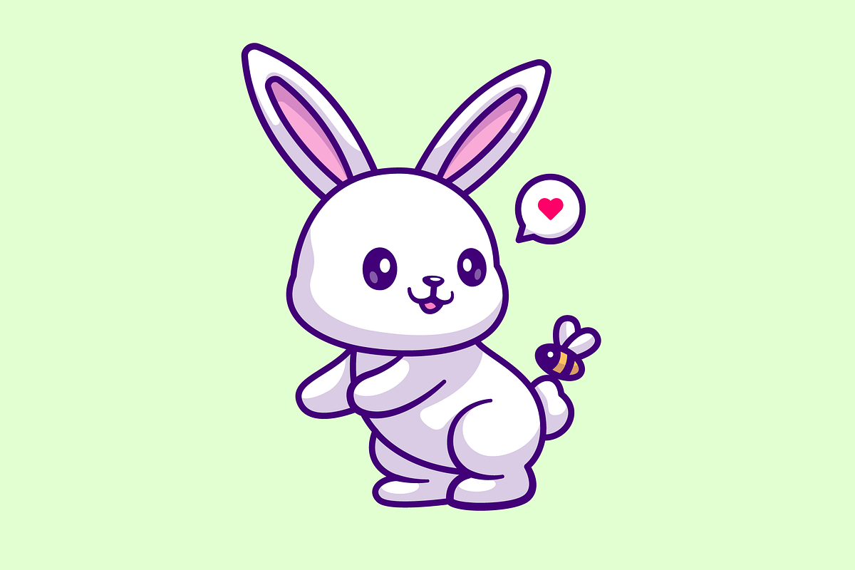 Cute Rabbit Playing With Bee Cartoon, an Animal Illustration by Catalyst Labs