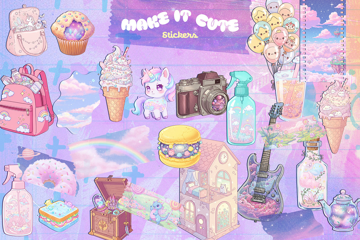 Make it Cute – Kawaii Stickers, an Object Illustration by LuOtero (Photo 4 of 5)
