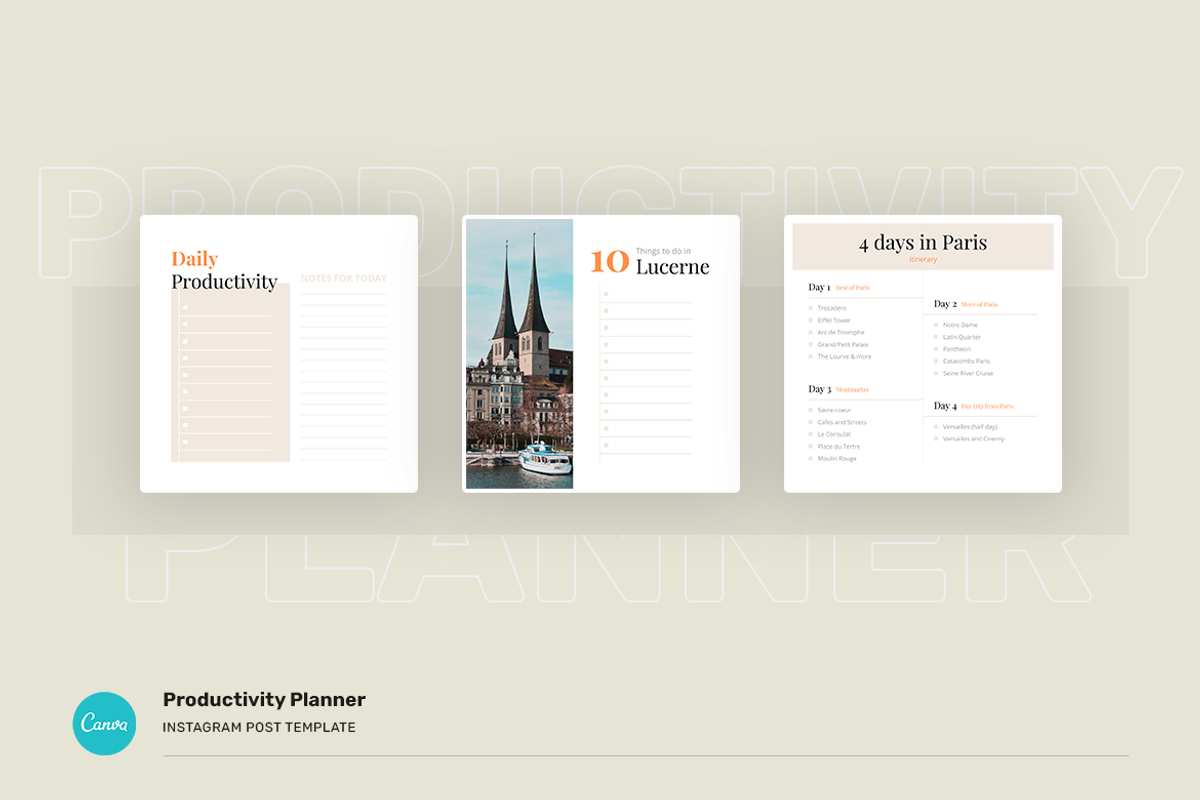 Productivity Planner Instagram Canva, a Social Media Template by peterdraw (Photo 3 of 14)