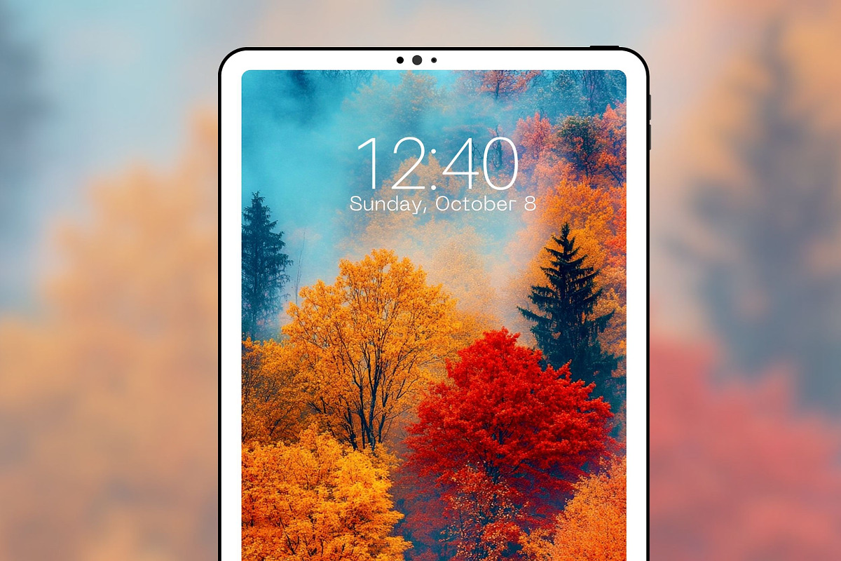 Autumn Forest Phone & iPad Wallpaper, a Graphic by Kalindiprints (Photo 6 of 6)