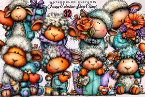 Funny Valentine Sheep Clipart Bundle, an Illustration by SVGArt
