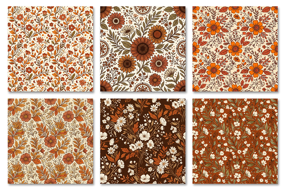Autumn Floral Digital Paper, a Texture Graphic by Dream Creation (Photo 5 of 7)