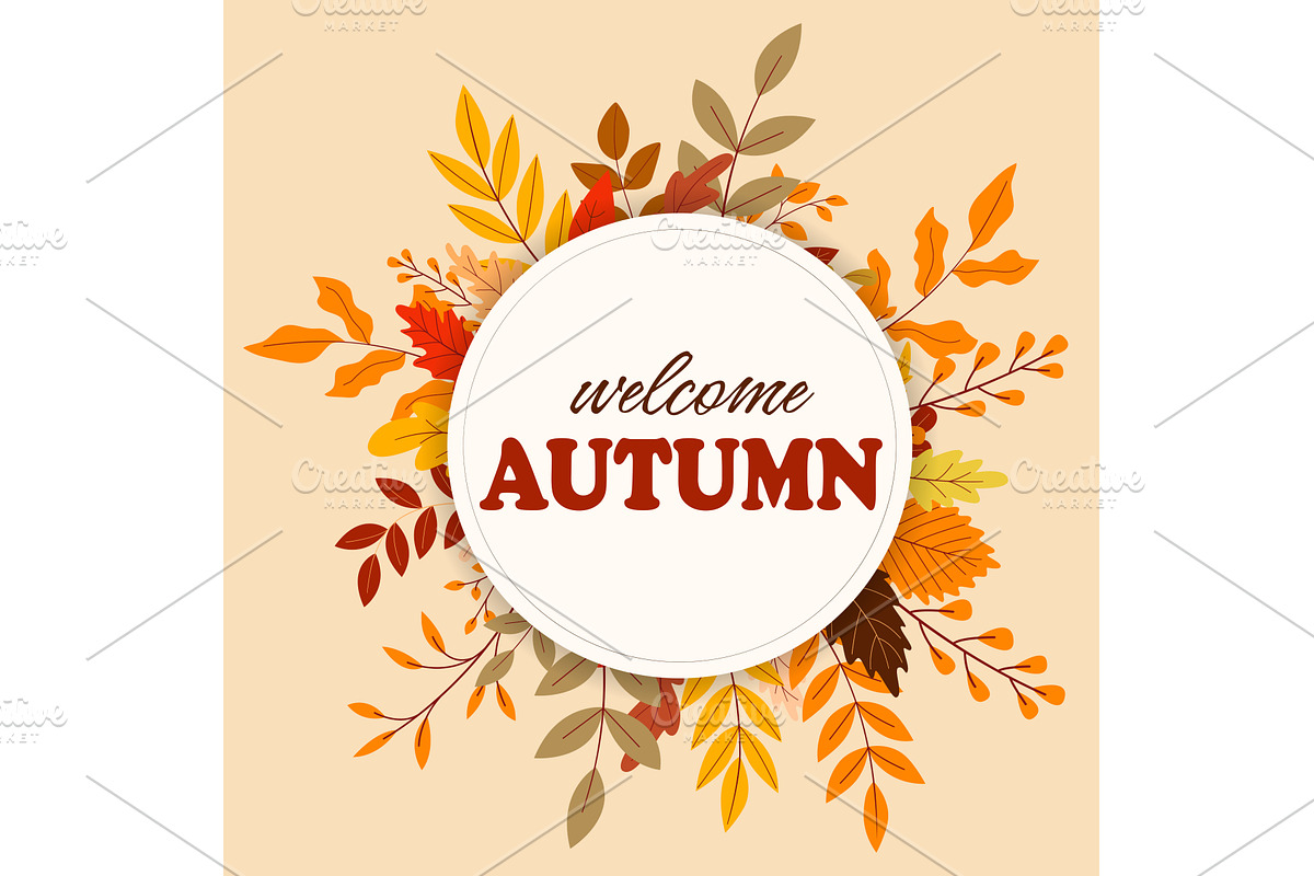 Welcome Autumn letters in foliage, a Texture Illustration by Tati_Kli