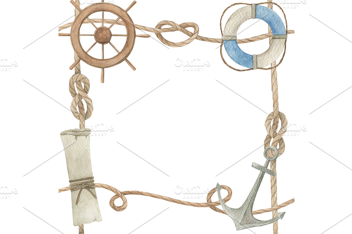 Watercolor Nautical Clipart Set, a Transportation Illustration by Natikka Art (Photo 3 of 4)