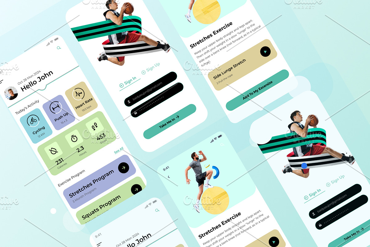 Fitness App, an UI Kit Template by Sujun Baidyaa (Photo 2 of 2)