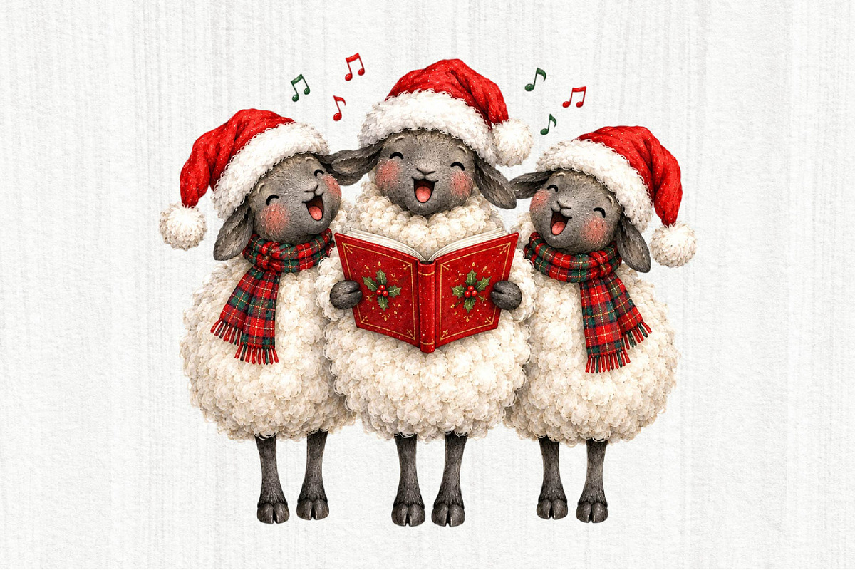 Whimsical Christmas Sheep Clipart, a Seasonal Illustration by fashionaddict (Photo 8 of 11)