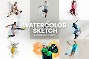Watercolor sketch photoshop effect, an Action Add-On by Shovajit (Thumbnail 1 of 7)