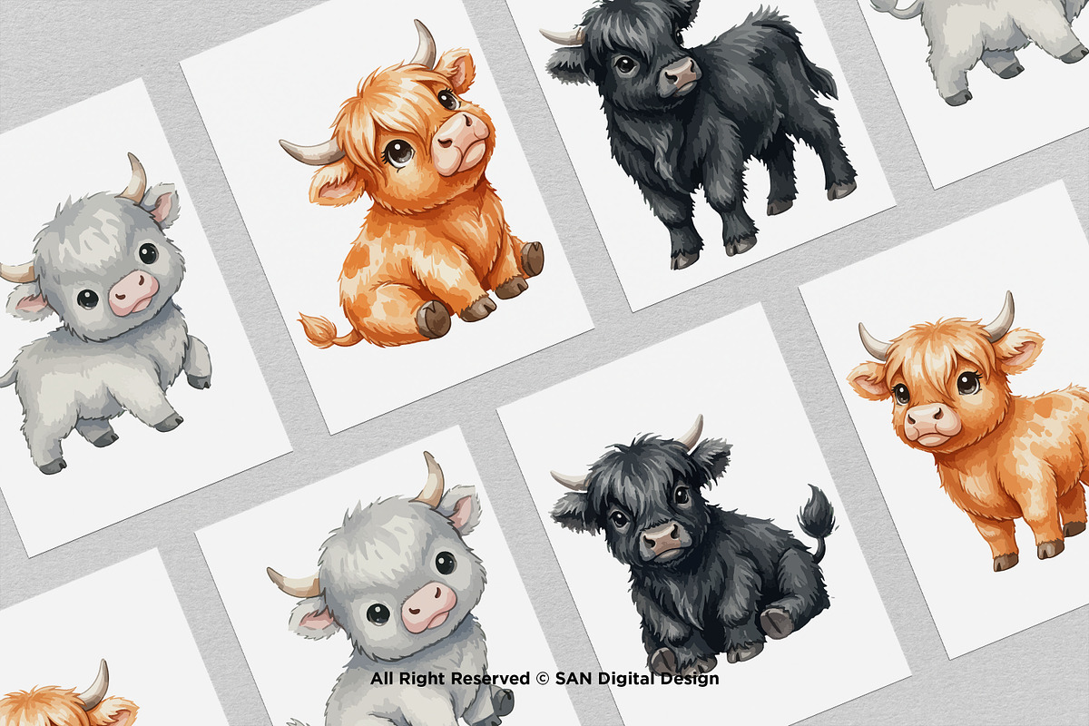 15 Bundle Watercolor Highland Bufalo, an Animal Illustration by Morspective (Photo 3 of 8)