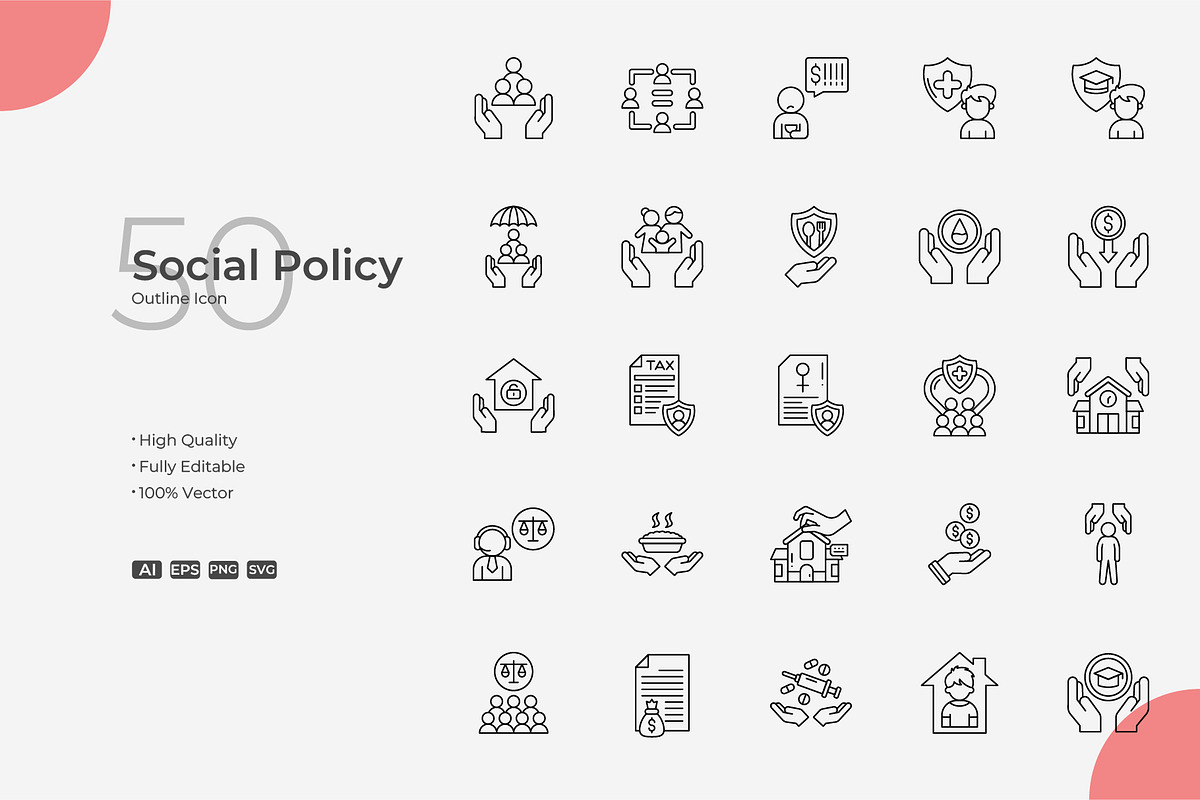 Social Policy Outline Icons, an Outline Icon by Bloodline