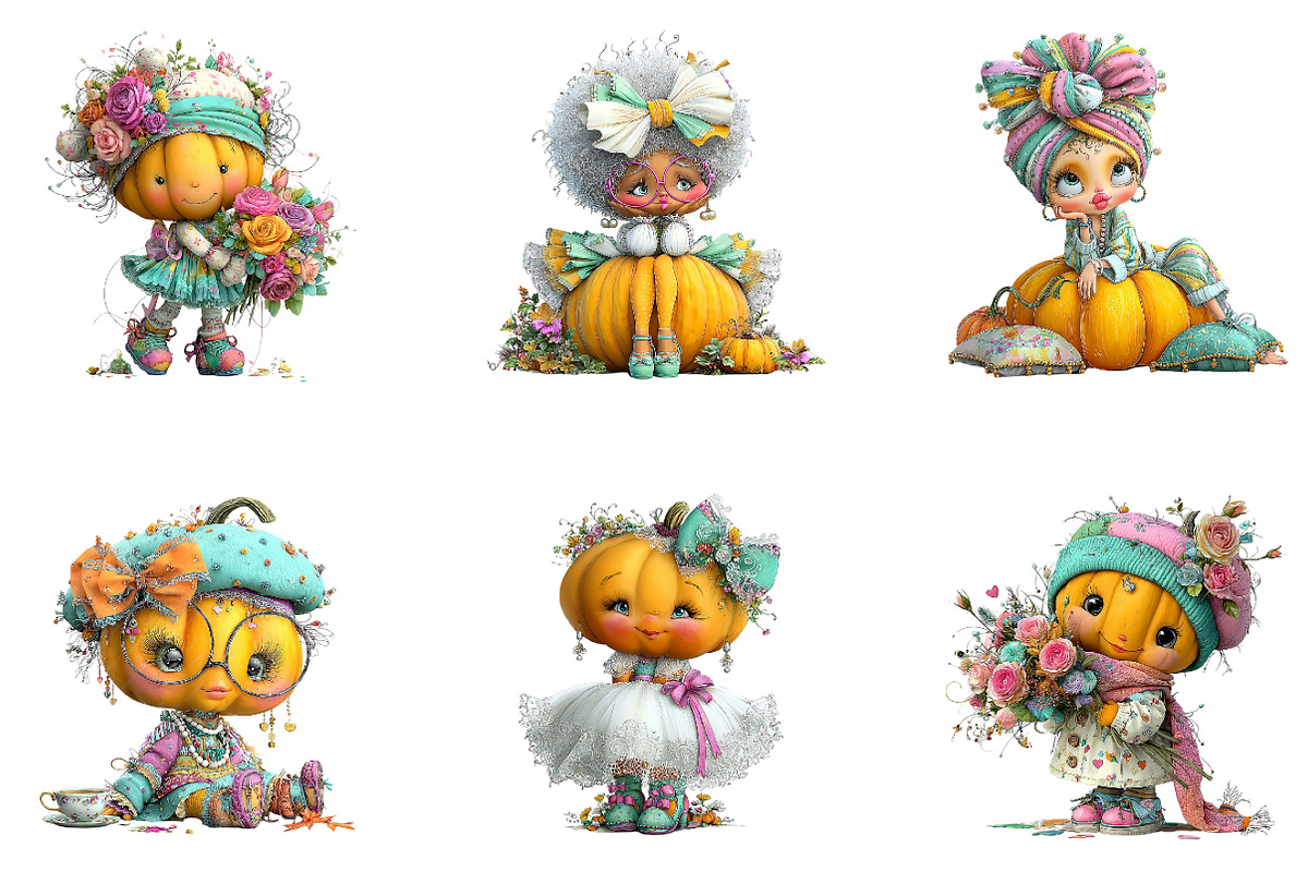 Quirky Coquette Pumpkin Clipart PNG, a Seasonal Illustration by CreationArt (Photo 4 of 5)