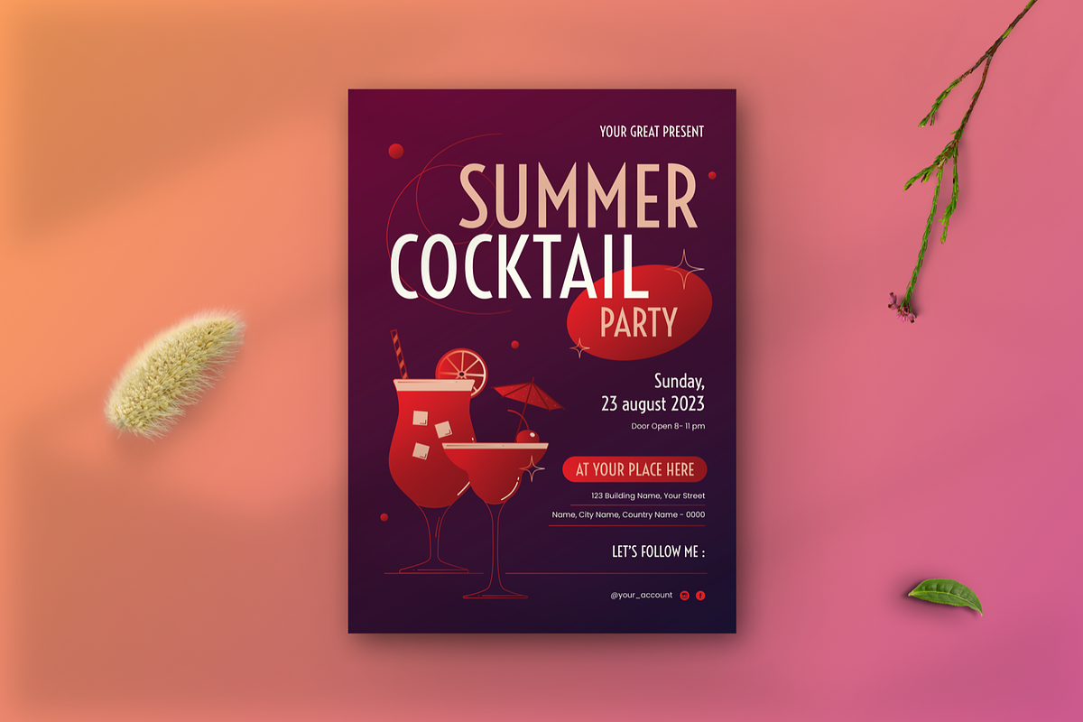 Summer Cocktail Party Flyer, a Flyer Template by SquidPixey (Photo 3 of 6)