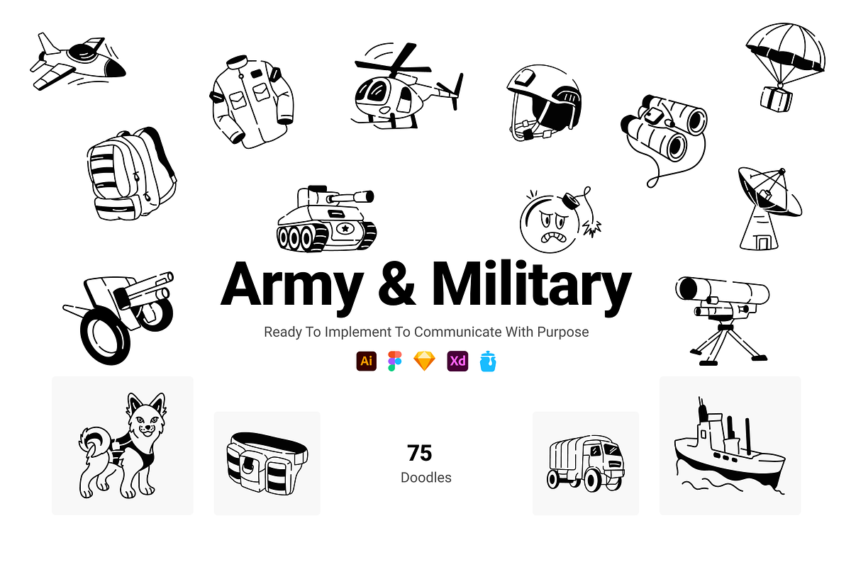 Army and Military Doodles, a Solid Icon by Prosymbols (Photo 1 of 6)