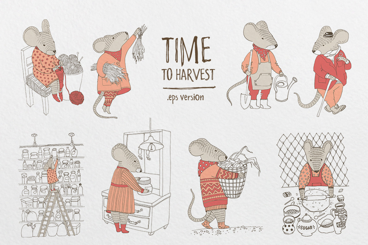 Mouse time. 15 mice for cards, an Animal Illustration by katyabuslaeva (Photo 5 of 5)