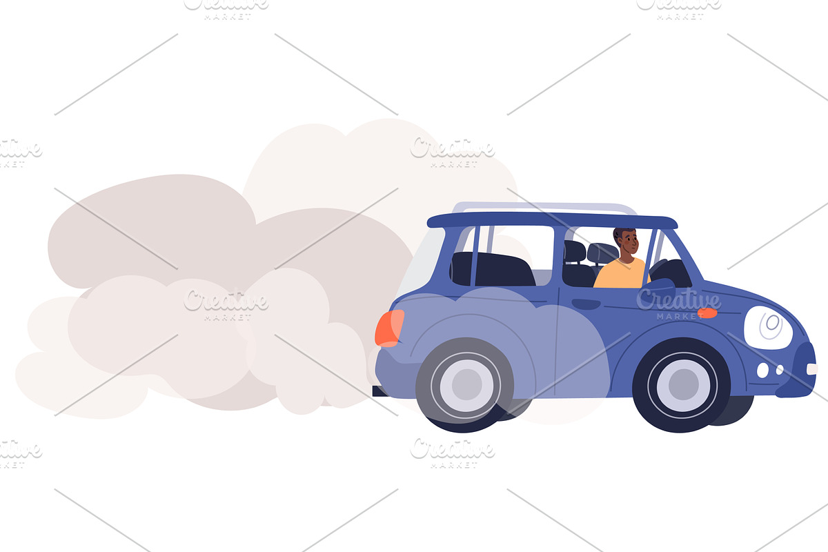 Exhaust fumes from car tailpipe, a Transportation Illustration by Vectorbuum