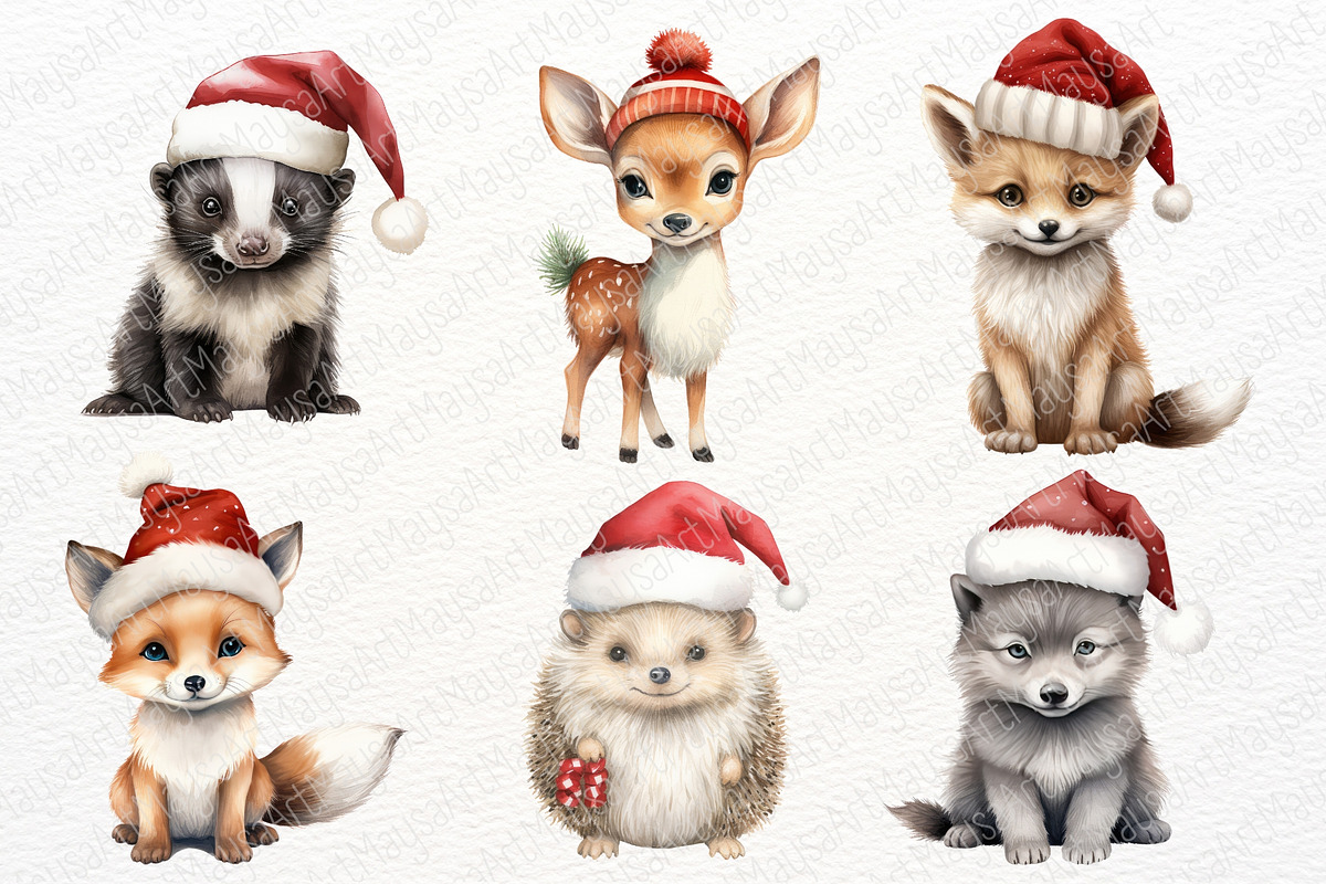 Woodland Christmas Watercolor PNG, a Seasonal Illustration by Maysa Art (Photo 2 of 6)