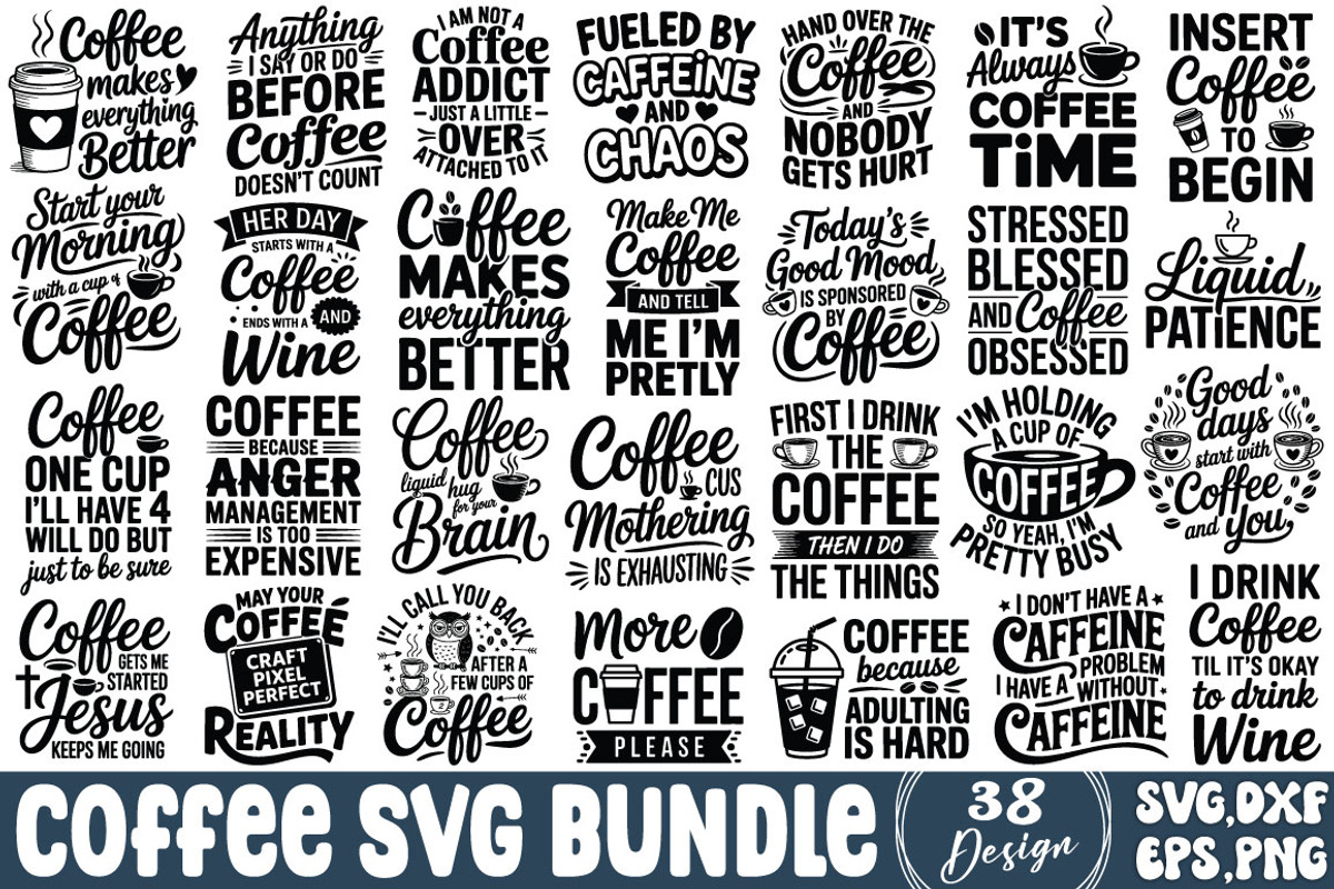 Coffee SVG Bundle, a Graphic by DollarSmart