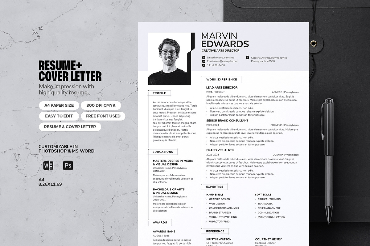Minimal Resume Word, Photoshop, a Resume Template by Axpand (Photo 2 of 7)