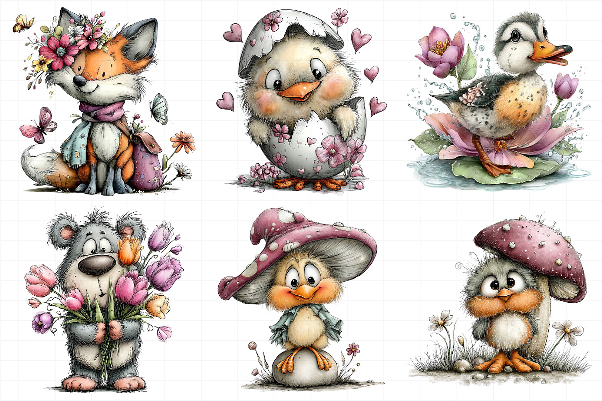 Whimsical Spring Animal Clipart, an Illustration by Daily.Designs (Photo 4 of 8)