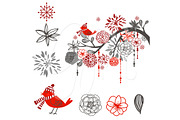 Christmas clipart bird on the branch, a Decorative Illustration by GraphicMarket (Thumbnail 2 of 4)