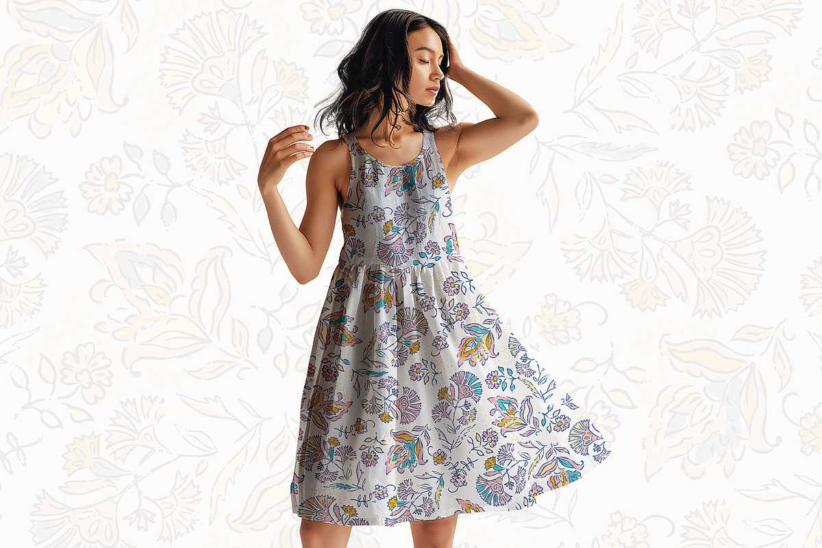 Hand Drawn Folk Floral Pattern, a Pattern Graphic by StudioGlouna (Photo 4 of 6)