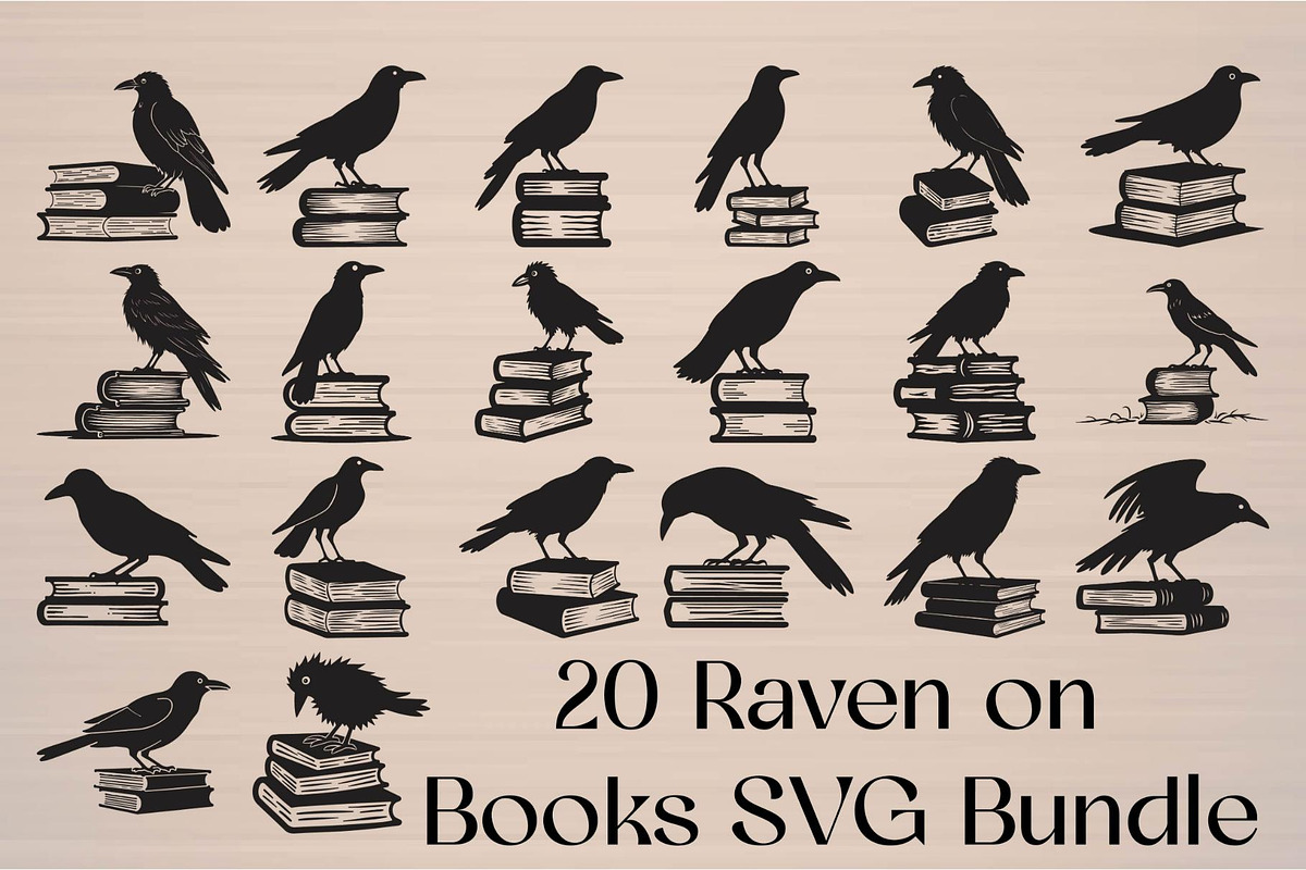 Raven on Books SVG Bundle, an Object Graphic by Designer_Momina (Photo 19 of 19)