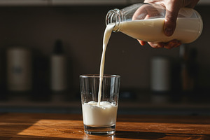 Fresh milk being poured into a glass, a Food & Drink Photo by professorinc