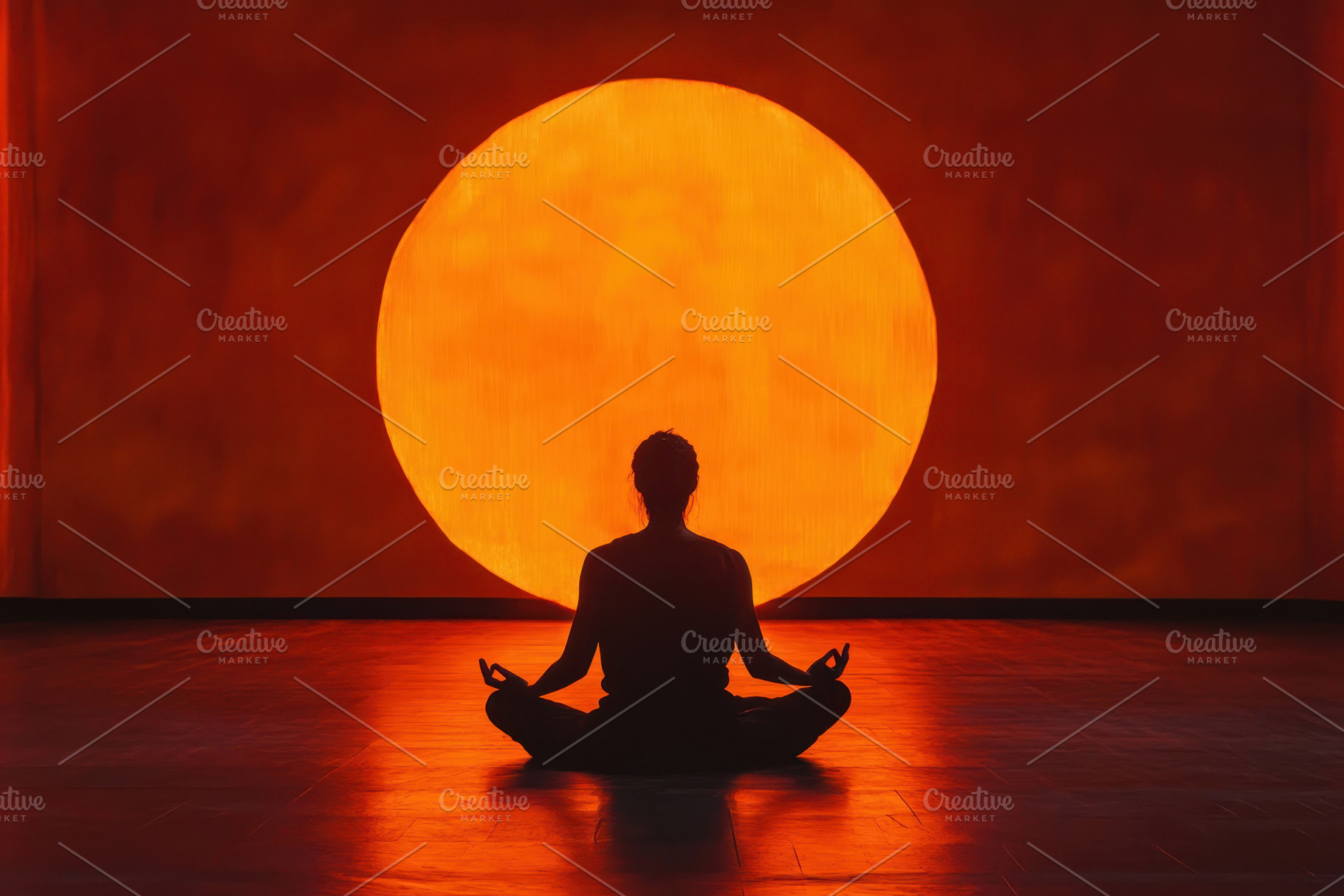 Meditation practice with a large ora, a Photo by Tanuart