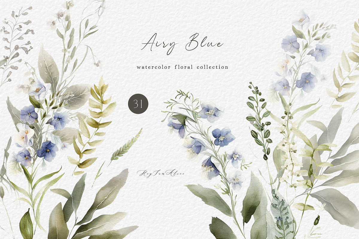 Airy Blue Floral, a Decorative Illustration by heyiamalice (Photo 1 of 11)