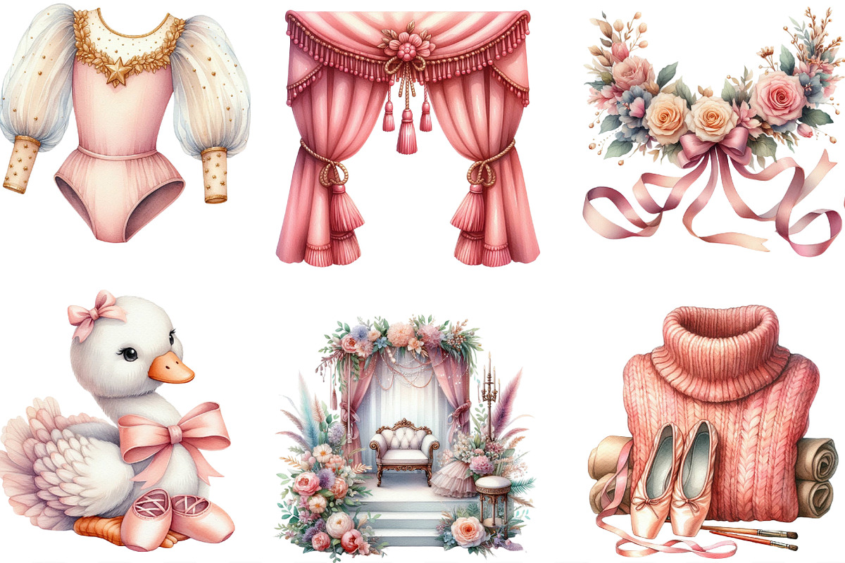 Watercolor Ballet Whisper Clipart, an Illustration by Designking (Photo 2 of 4)