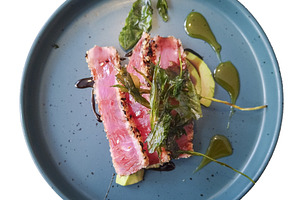 Salmon with tropical fruit, a Photo by DanFLCreativo