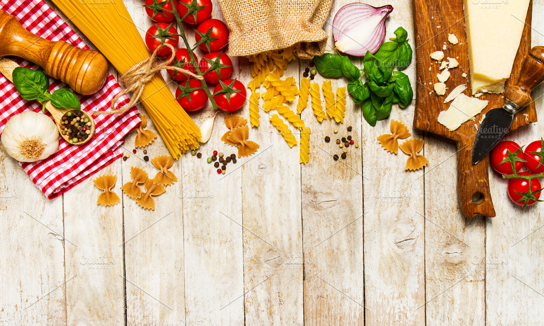 Healthy italian food background containing food, italian, and ingredient, a Food & Drink Photo by Valeria Art