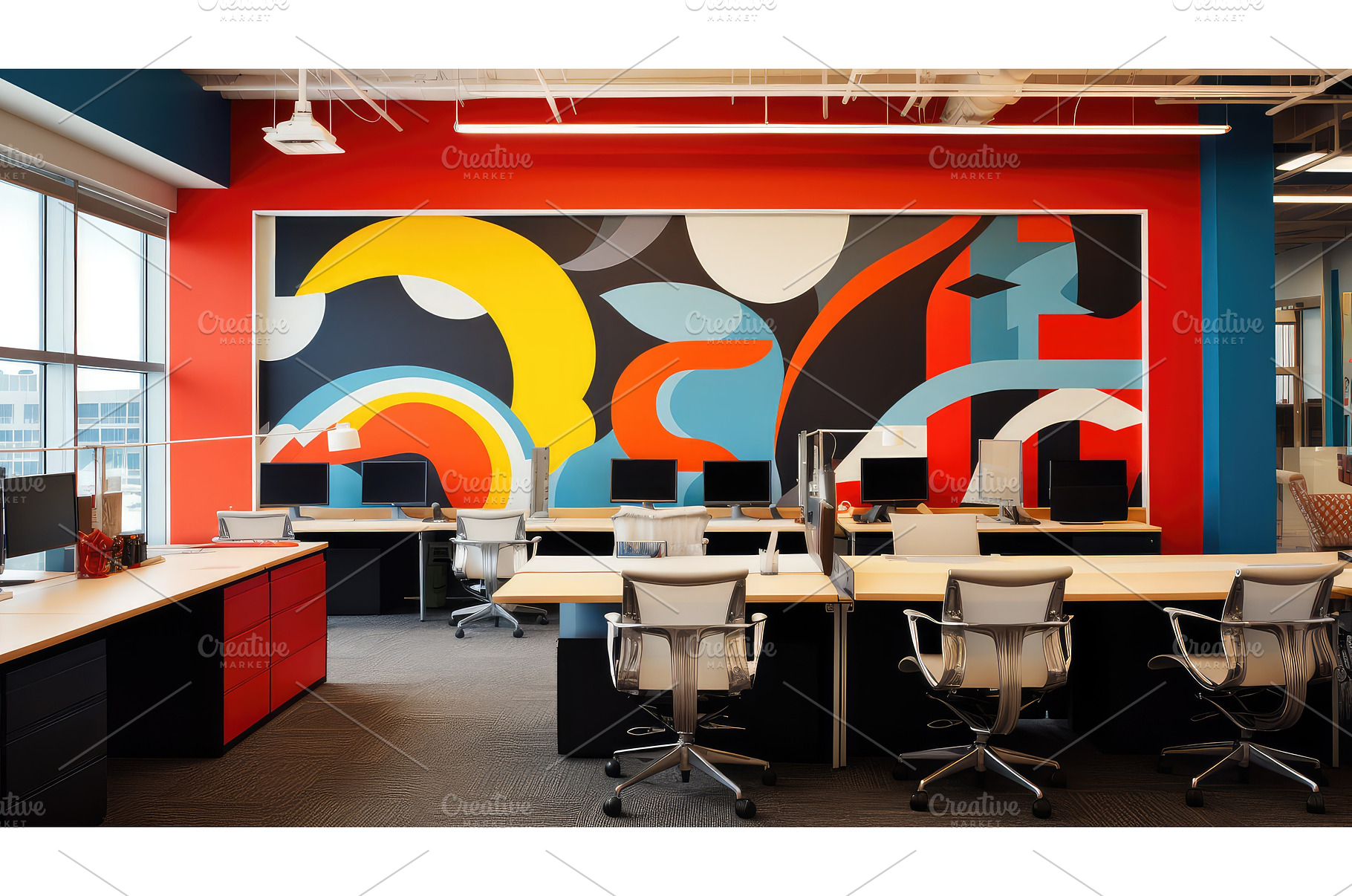 modern pop art office ai generated, an Arts & Entertainment Photo by pikepicture