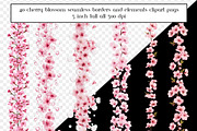 Cherry Blossom Seamless Borders, an Object Graphic by AllTheKewtClipart (Thumbnail 9 of 10)