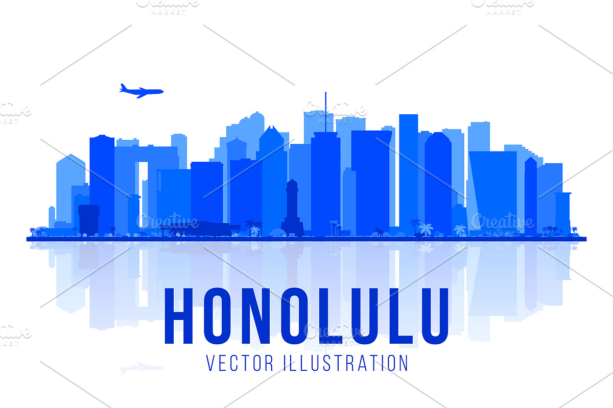 Honolulu Hawaii skyline illustration, an Illustration by Sky and glass (Photo 4 of 6)